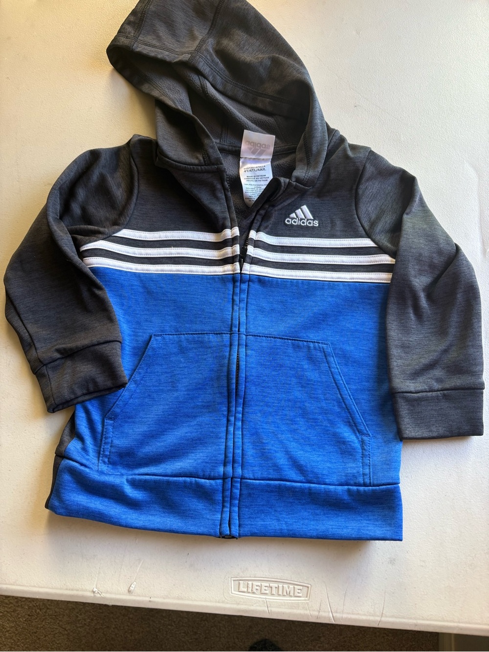 Adidas Toddler Boys Full-Zip Colorblock Hoodie - Size 4T - Excellent Condition